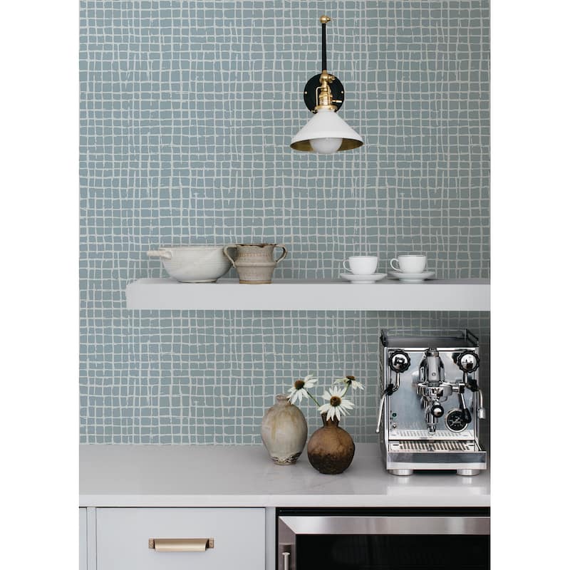 A-Street Prints Albin Sky Blue Gridline Wallpaper