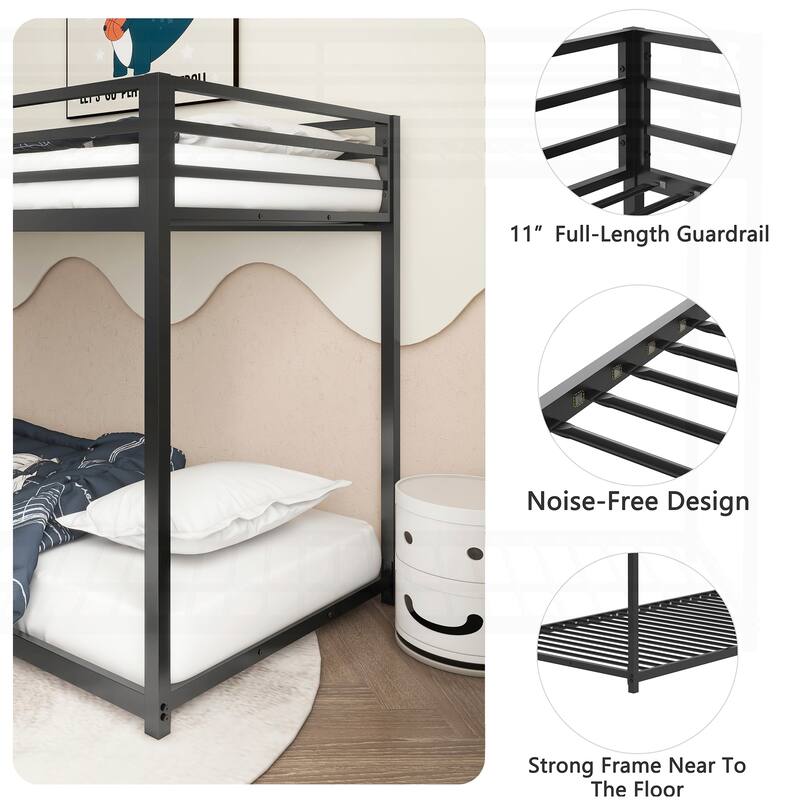 Sturdy and Versatile Metal Twin Over Twin Bunk Bed for All Ages