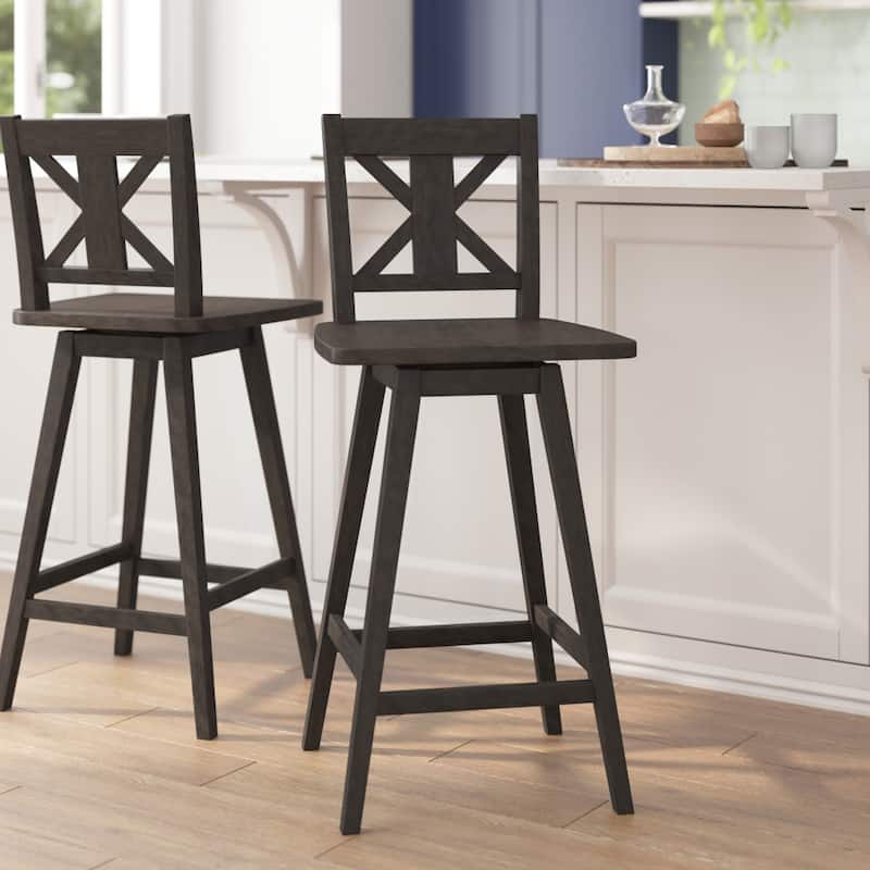 Commercial 360 Degree Swivel Wood Bar Height Stool - Gray Wash Walnut