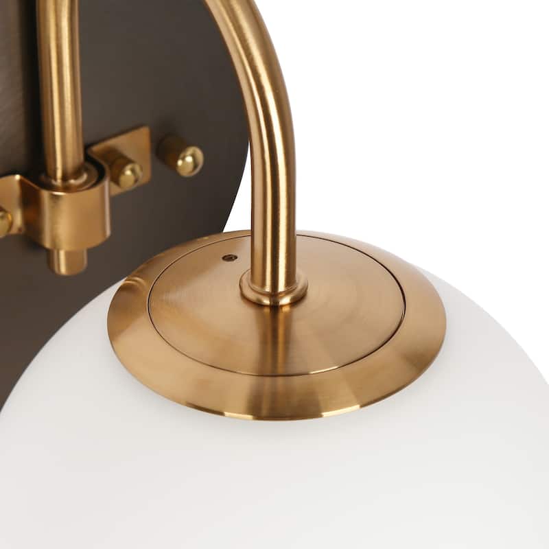Aladari Modern Gold 1-Light Bathroom Vanity Light Opal Glass Wall Sconces - W 5.3" x H 8.5"