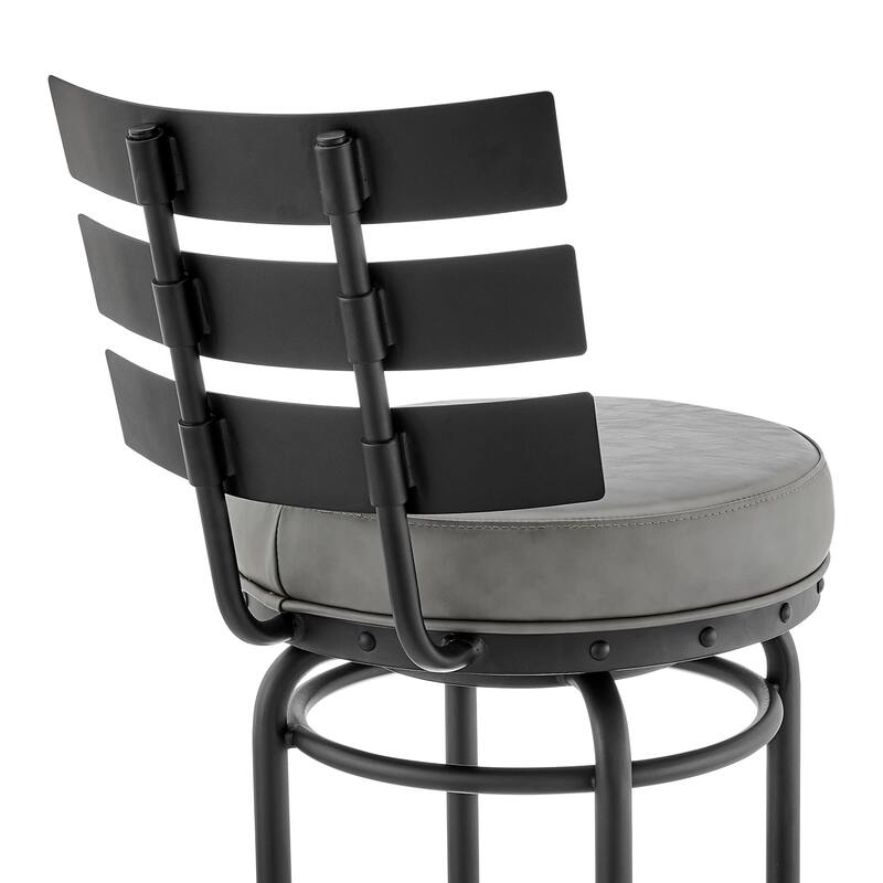 Natya Modern Swivel Counter/Bar Stool in Faux Leather and Metal