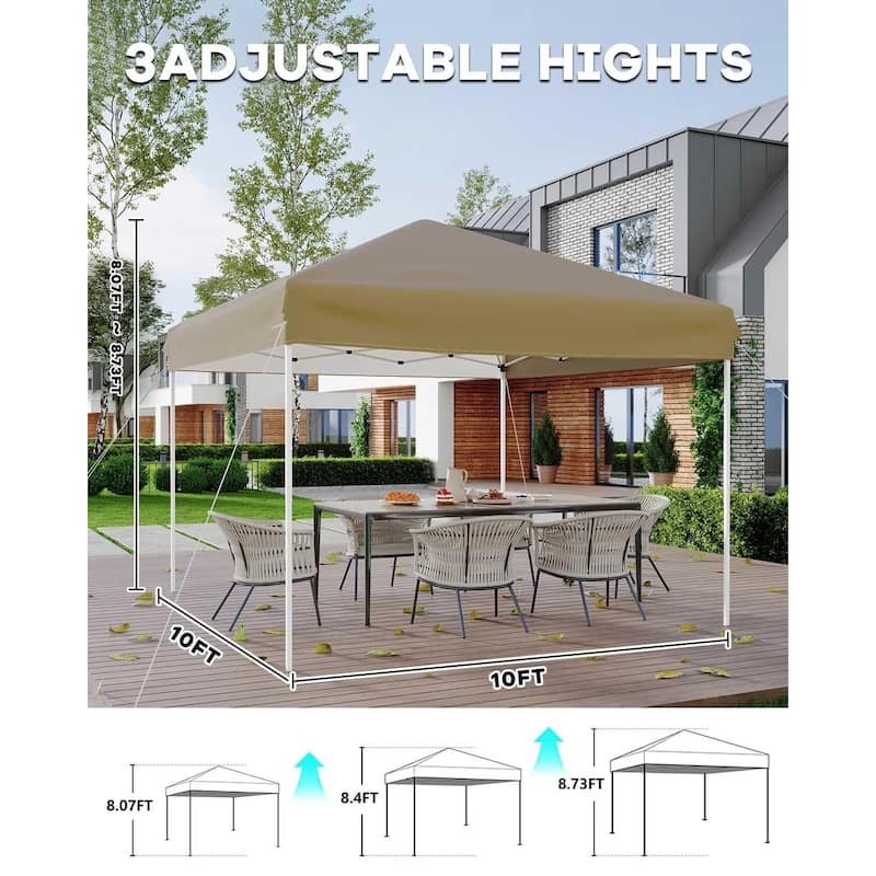 10x10 Heavy Duty Pop Up Canopy, 3 Adjustable Height - 10*10Ft