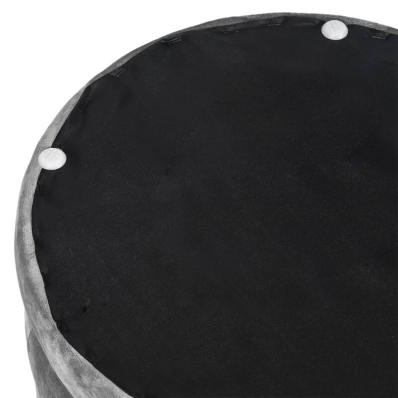Adeco 18.3" Height Button Tufted Upholstered Round Ottoman