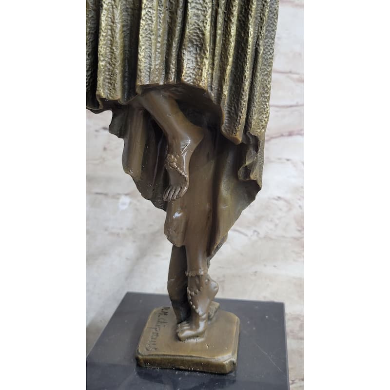 Turkish Dancer Art Deco Bronze Sculpture Statue By D.H. Chiparus On Marble Base