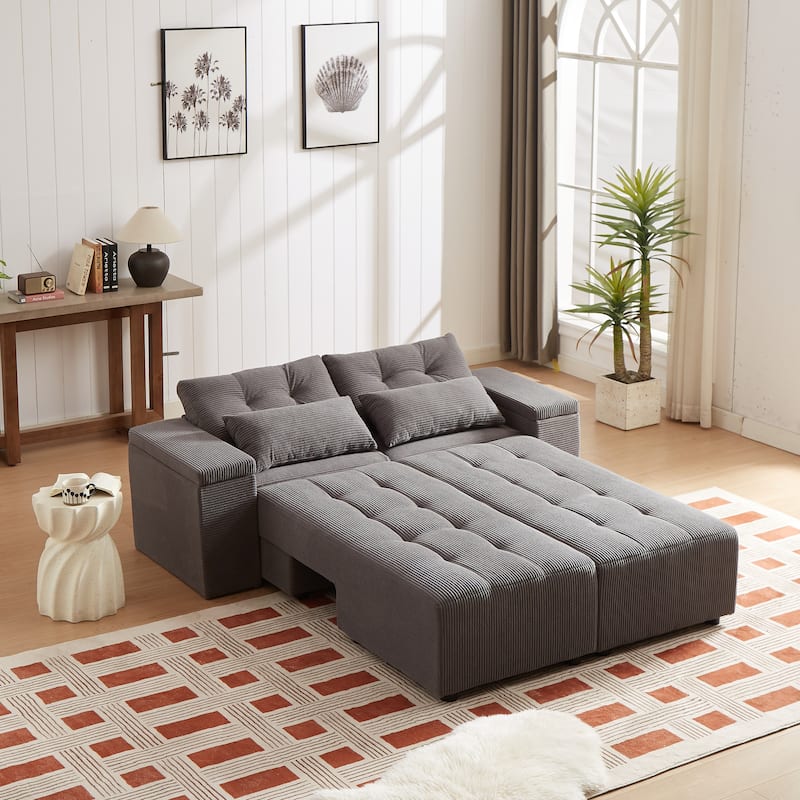 94'' Corduroy 3-in-1 Convertible Sofa with Storage
