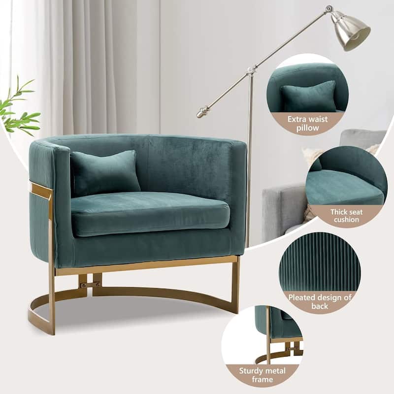 Accent Chair, Velvet Barrel Chair Modern Arm Chair for Living Room