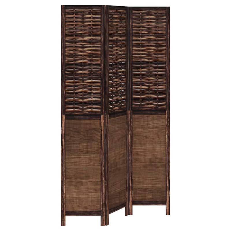 vidaXL Room Divider Privacy Screen Living Room Dark Brown Solid Wood Paulownia