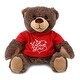 preview thumbnail 1 of 4, DolliBu I LOVE YOU Brown Bear with Red Plaid Hoodie and Red Shirt - 10 inches