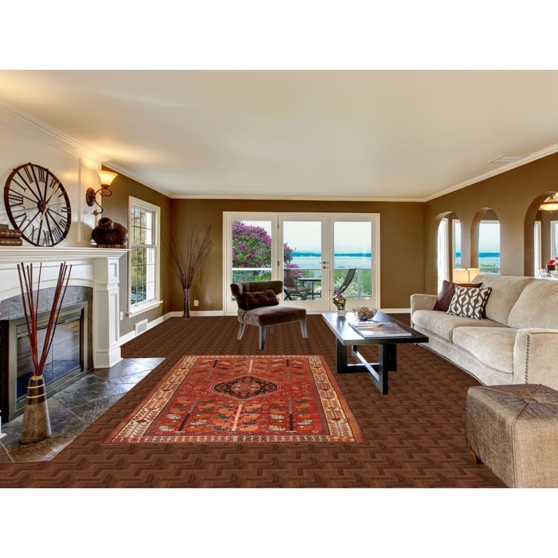 Hand Knotted Oriental 100% Wool Carpet Traditional Medallion Red Shiraz Area Rug - 8' 10'' X 5' 1''