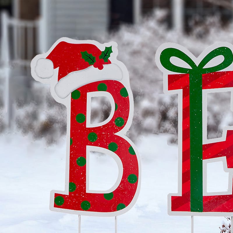 Glitzhome Set of 7 BELIEVE Yard Stake or Wall Decor (2 Functions)