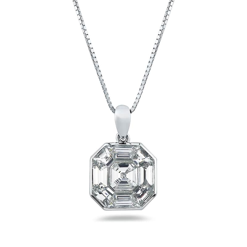 Auriya 14k Gold 1 1/3ctw Asscher Diamond Necklace (G-H, VS1-VS2)
