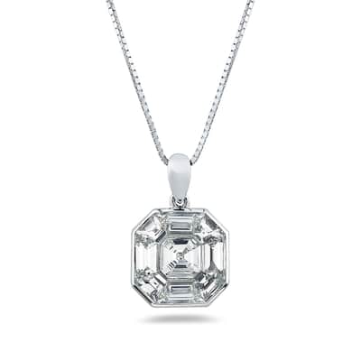 Auriya 14k Gold 1 1/3ctw Asscher Diamond Necklace (G-H, VS1-VS2)