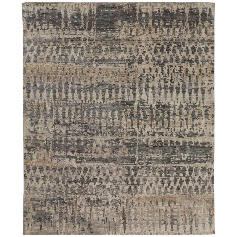 Grand Bazaar Scottsdale Hand Knotted Abstract Transitional Area Rug - 7'9" x 9'9" - Tan/Taupe