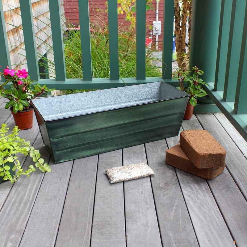 Achla Designs 24" W Medium Galvanized Steel Indoor Outdoor Bloom Box Garden Growing Kit, Garden Accent
