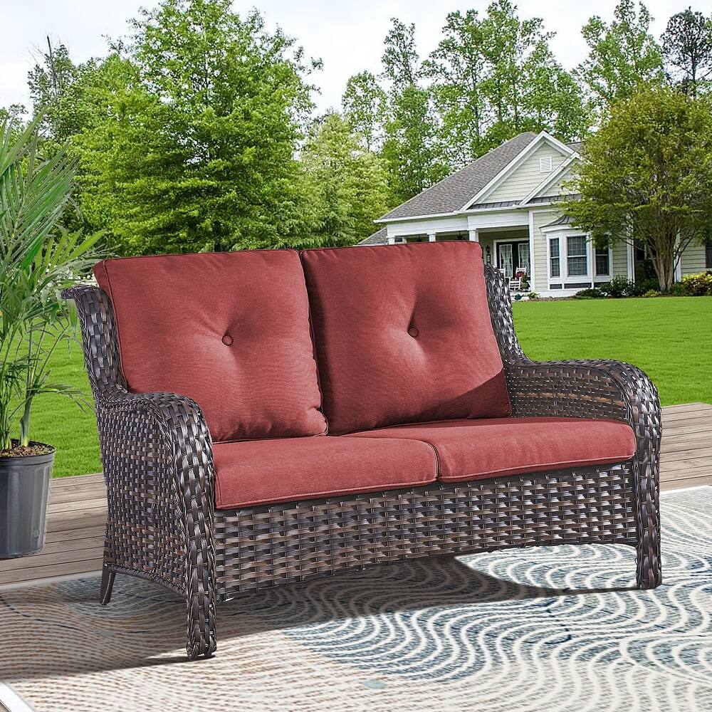 Gymojoy Patio Loveseat Sofa with Cuhsion
