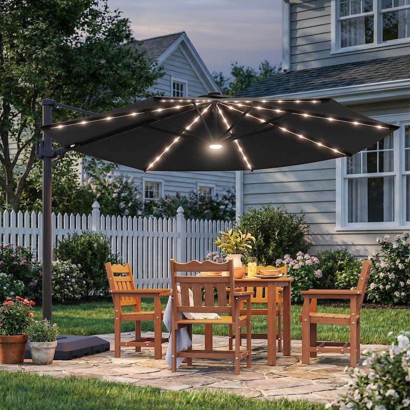 Sonkuki Outdoor 10FT LED Patio umbrella for Garden - Black