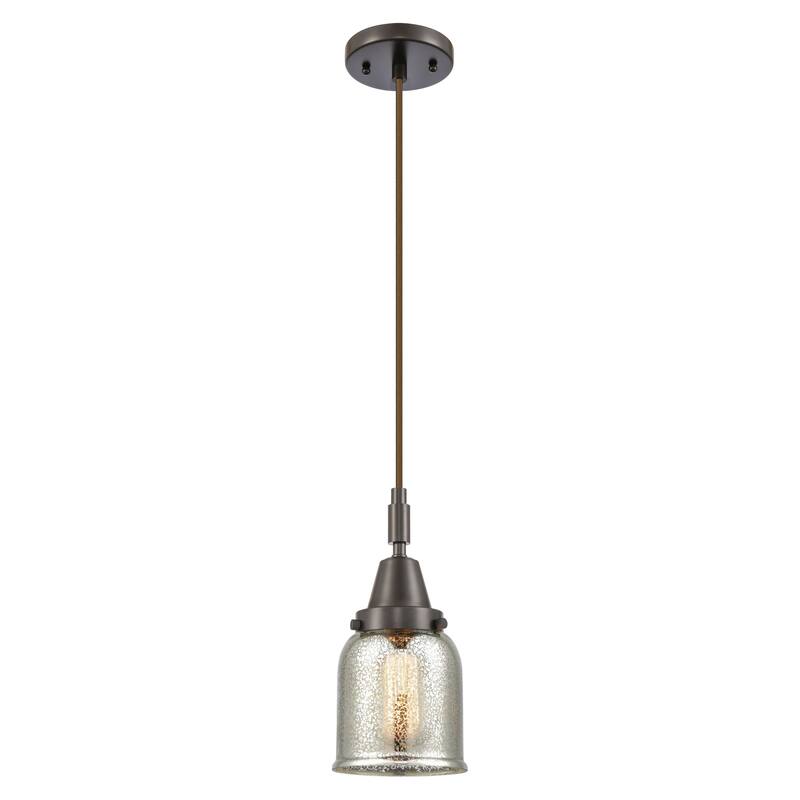 Innovations Lighting Downtown Urban - Caden Bell - 1 Light 5" Cord Hung Mini Pendant - Oil Rubbed Bronze/Silver Plated Mercury Shade