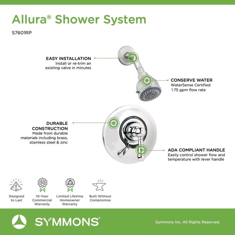 Symmons Allura Shower Only Trim Package with 1.75 GPM Multi Function