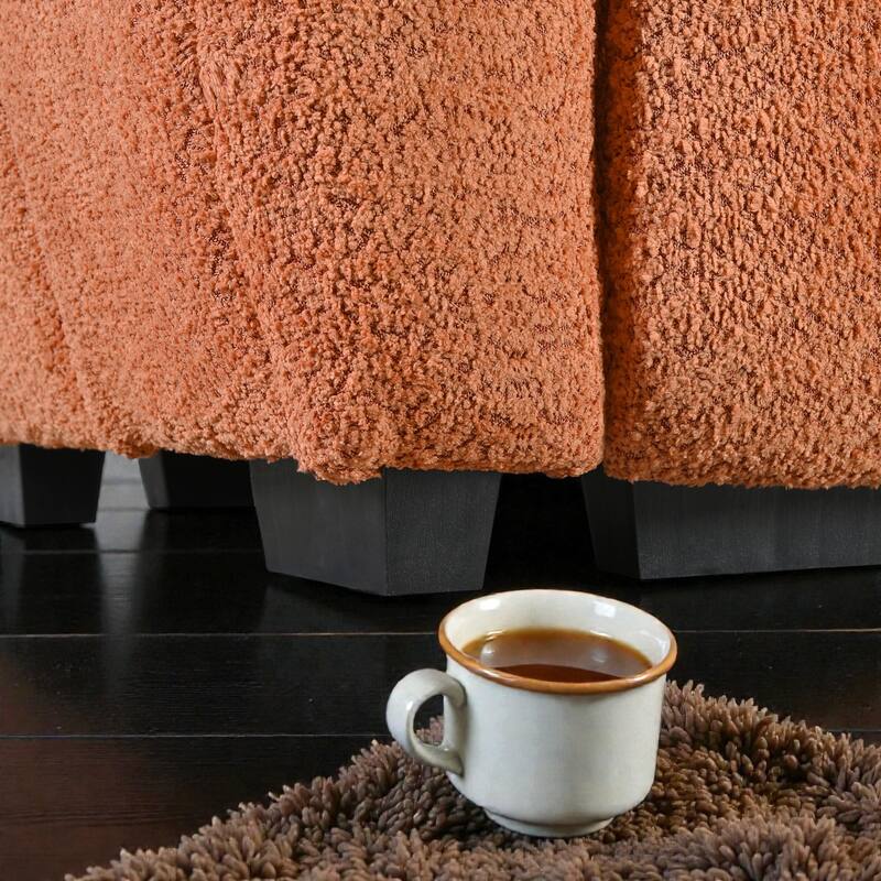 110" Modular L-Shaped Sectional Sofa with Ottoman, Boucle Fabric Couch, High Density Foam Seating