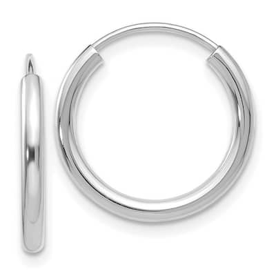 Curata 14k White Gold Polished Endless Hoop Earrings - 14x14mm