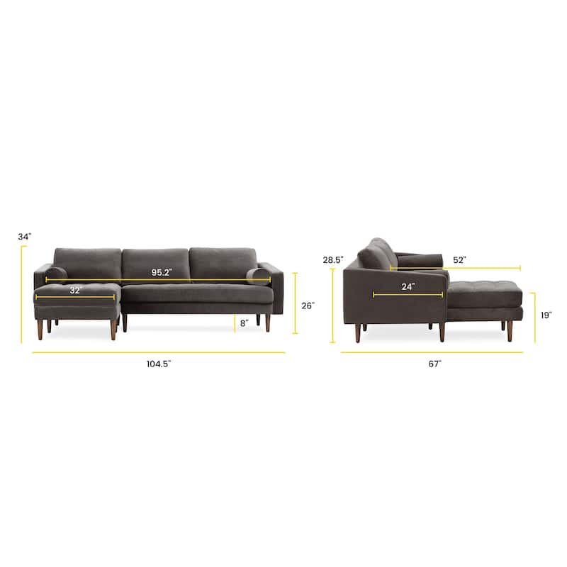 Poly and Bark Napa Fabric Left Sectional Sofa