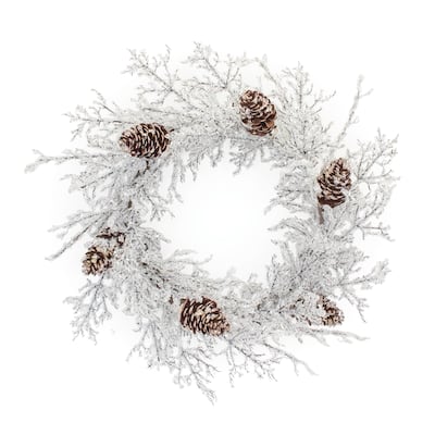 Iced Twig Pinecone Wreath 24"D - Brown
