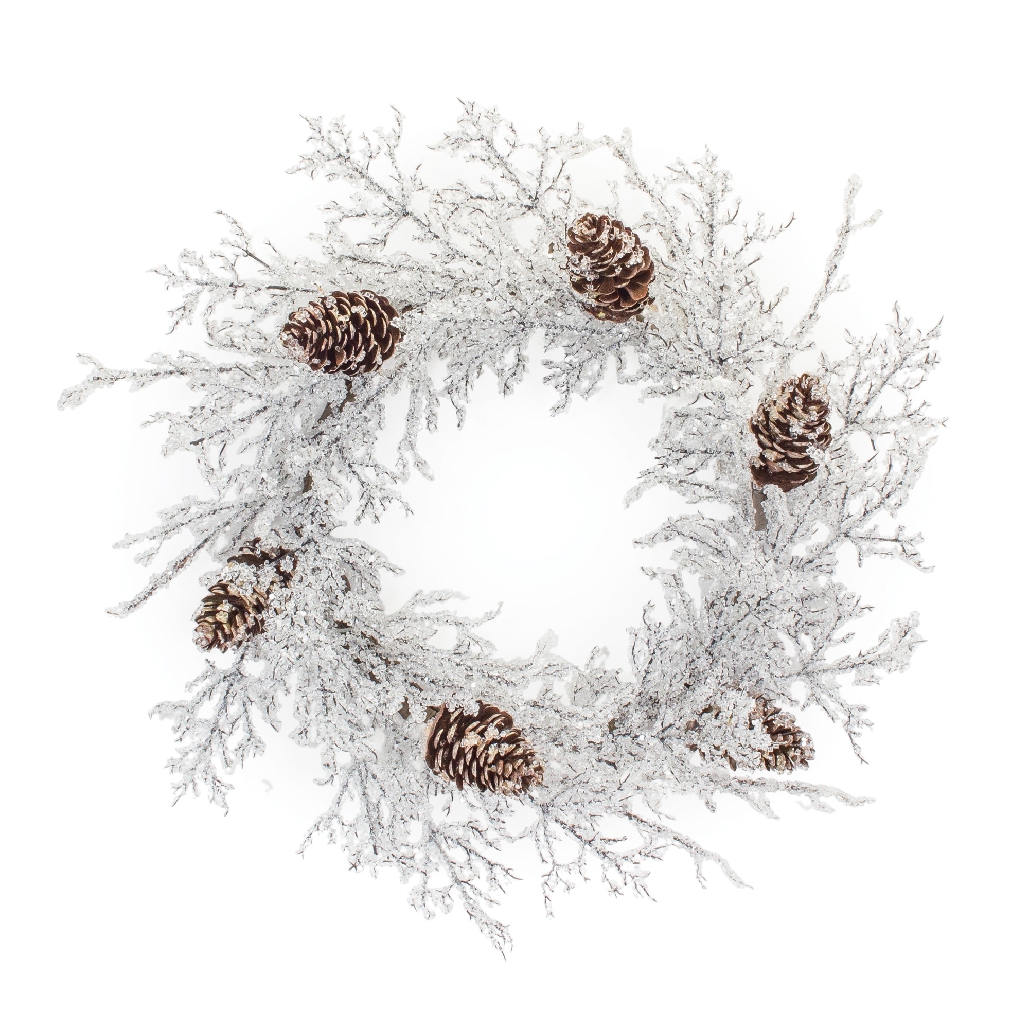 Iced Twig Pinecone Wreath 24"D - Brown
