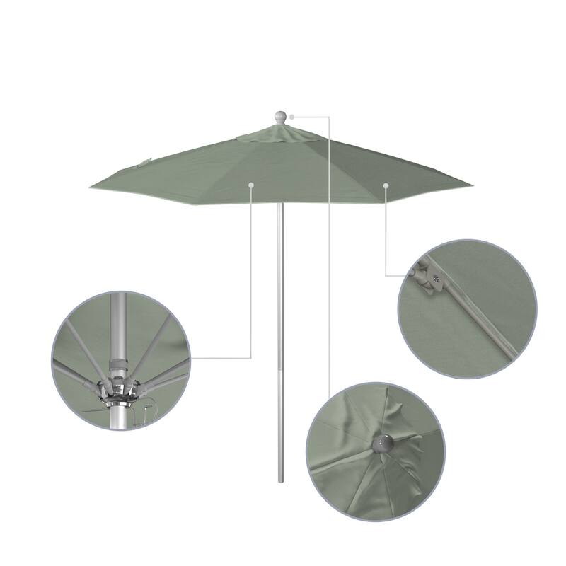 California Umbrella 75' Venture Series Patio Umbrella, Silver Aluminum Pole Fiberglass Ribs Push Lift Sunbrella