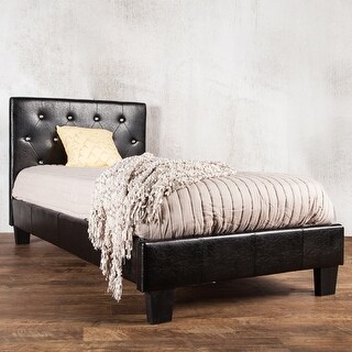 Heston Glam Twin Faux Leather Upholstered Tufted Platform Kid Bed by Silver Orchid