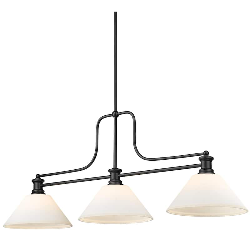 Z-Lite 725-3-AMO14 Melange 3 Light 52" Wide Linear Pendant with Shades - Matte Black