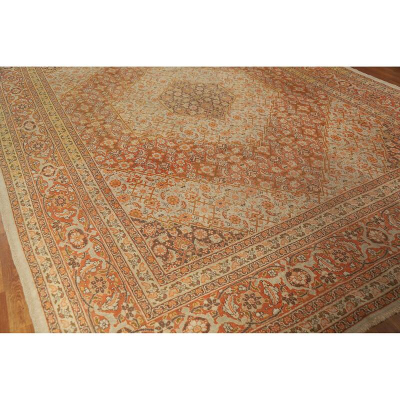Vegetable Dye Tabriz Persian Area Rug Handmade Oriental Wool Carpet - 9'8"x 13'0"