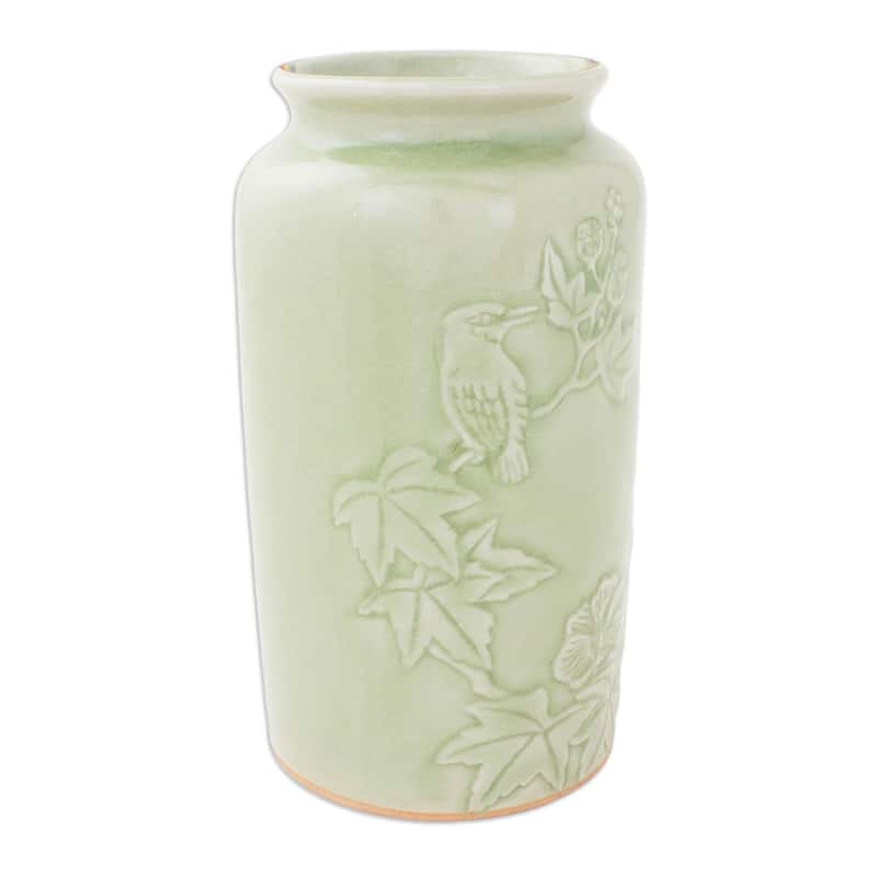 Novica Handmade Natural Glory Celadon Ceramic Vase