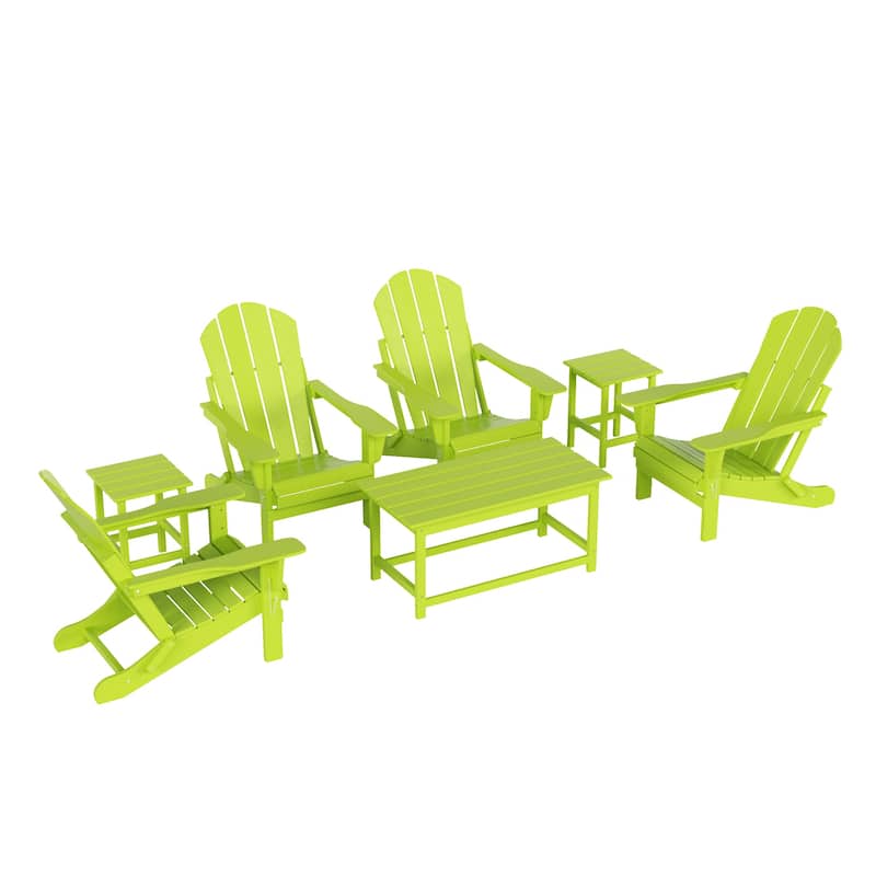 Laguna Hdpe All Weather Outdoor Patio Foldable Adirondack Chairs Conversation Set (7-Piece Set)