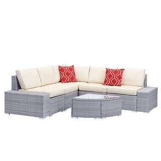 Ainfoxainfox 6 Pieces Outdoor Patio Furniture Sectional Sofa Beige Cushions Beige Dailymail