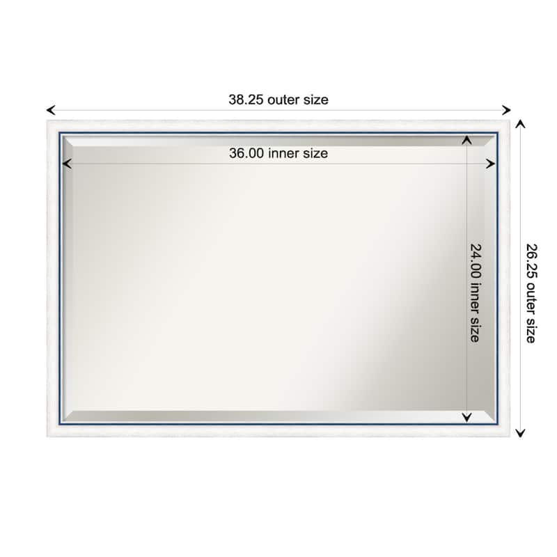 Morgan Beveled Wood Framed Wall Mirror - Morgan White Blue - Glass Size 36x24