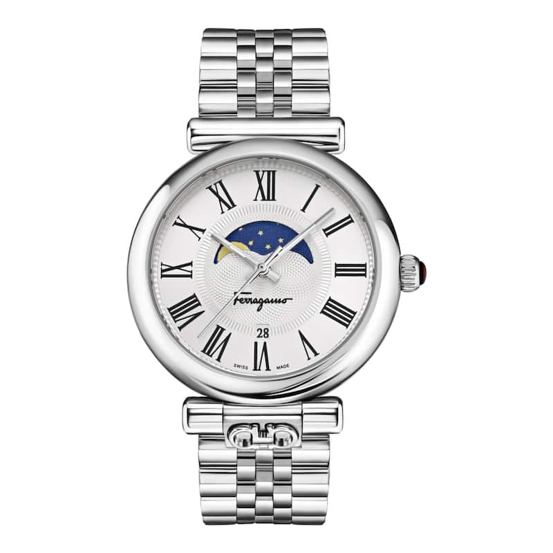 Ferragamo Ora Moonphase Silicone Watch - Stainless Steel