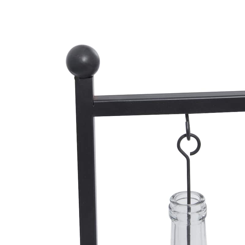 Metal Hanging Bottle Decorative Indoor Outdoor Candle Lantern - Black - Roche River Decor