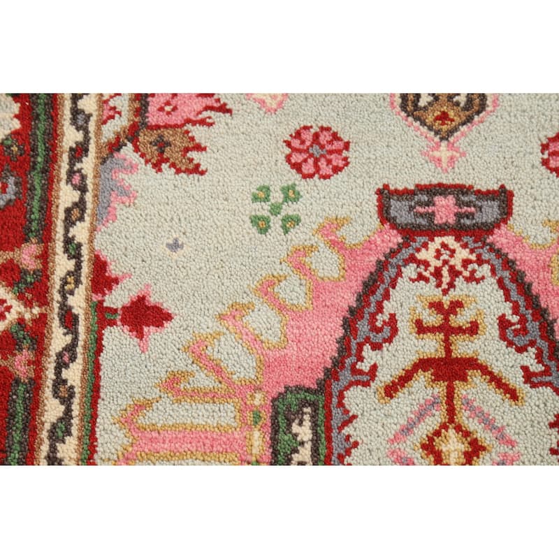 Hand Knotted Oriental 100% Wool Carpet Transitional Geometric Green Khotan Area Rug - 5' 1'' X 3' 1''