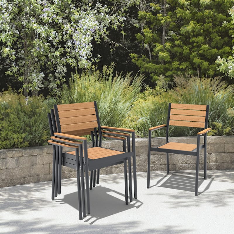 VredHom Outdoor Patio Aluminum Stackable Dining Chairs with Armrest