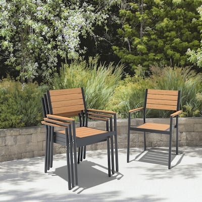 VredHom Outdoor Patio Aluminum Stackable Dining Chairs with Armrest