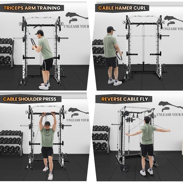Power Cage with Smith Bar,Power Rack with Cable Crossover System