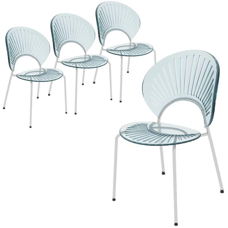 Opulent Plastic Dining Side Chair With Chrome Base Set of 4 - Smoke