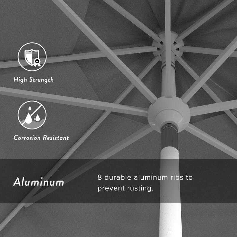 California Umbrella 11' Rd. Aluminum Patio Umbrella, Crank Lift, Collar Tilt, Dbl Wind Vent, White Finish, Sunbrella Fabric