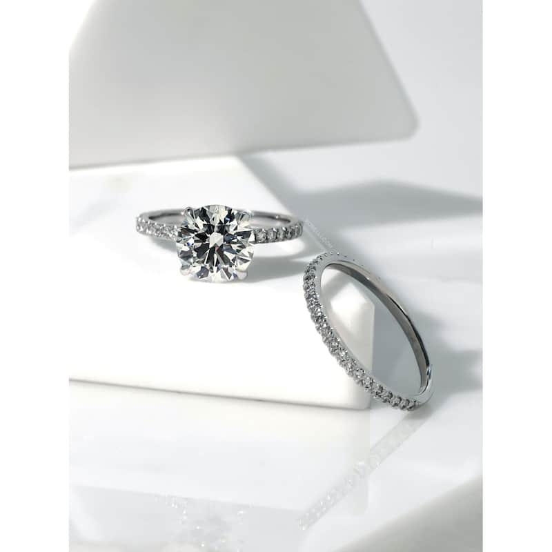 Kobelli 3.84 Carat Lab Grown Diamond Certified 14k Solid Gold Hidden Wrap Halo Near Eternity Ruri 2pc Bridal Set (EF/VS)