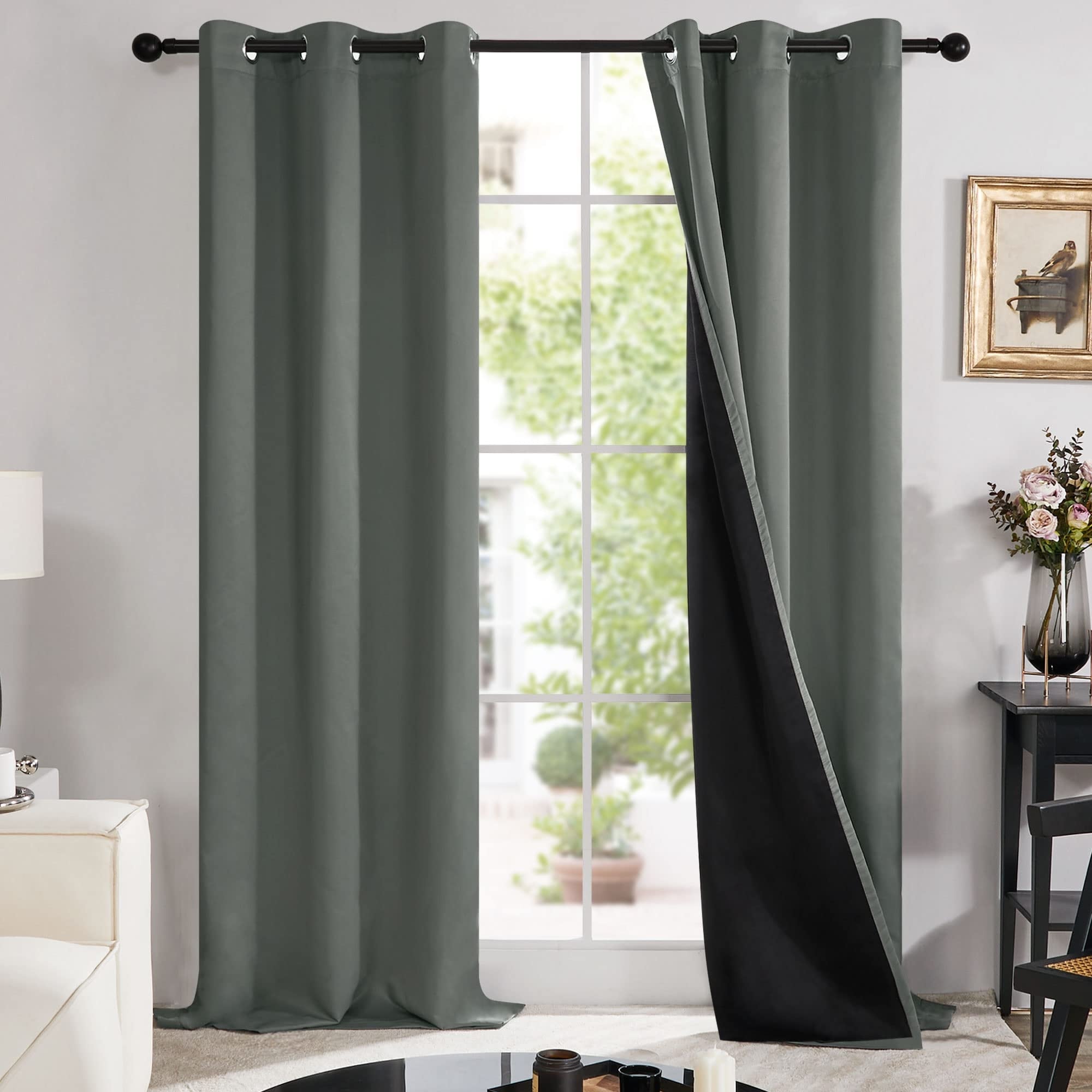 100% Blackout with Liner Grommet Curtain 4 Panels
