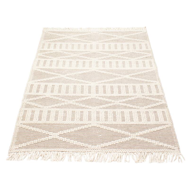 ECARPETGALLERY Braid weave Sienna Cream Wool Rug - 4'11 x 7'3