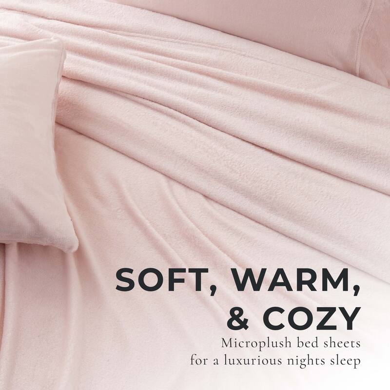 Great Bay Home Extra Soft Cozy Velvet Plush Solid Bed Sheet Set