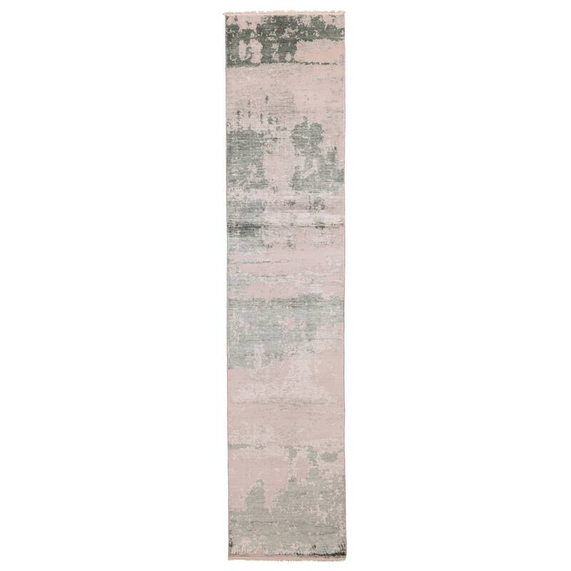 ECARPETGALLERY Hand-knotted Legacy Dark Green Silk, Wool Rug - 2'6 x 12'0