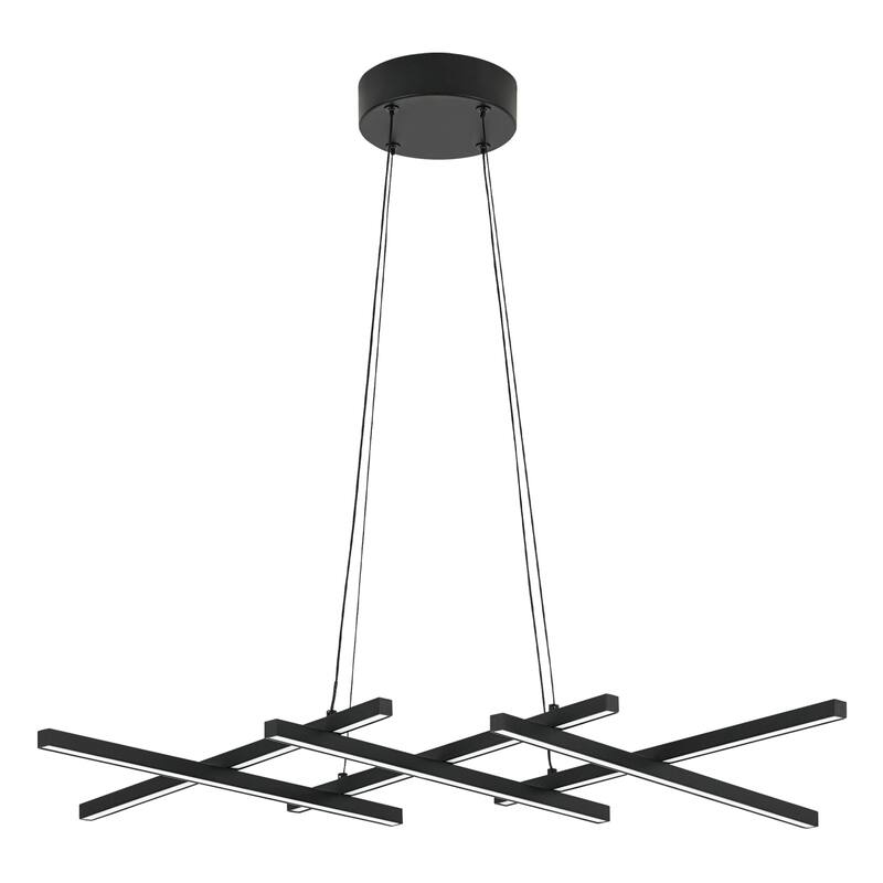 1-Light Modern Linear Black Metal LED Adjustable Pendant Light for Dining Room - 41.3 in. W x 19.7 in. D x 1.2 in. H