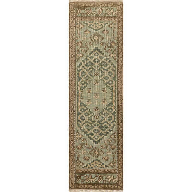 Momeni Nomad Traditional Hand Knotted Wool Area Rug - Light Blue - 2'3" X 8' Runner